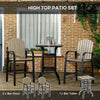 Aluminum Frame 3 Piece Bar Set, High Top Patio Table and Chairs Set, Bistro Set with Umbrella Hole