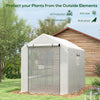 8' x 6' x 7' Portable Walk in Greenhouse with Mesh, Door, Windows, 18 Shelf, Trellis, Plant Labels, White