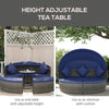 4-piece Outdoor Daybed with Canopy, Round Rattan Patio Furniture Set with Extending Tea Table, Cushions, Pillows