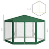 13' x 11' Hexagon Outdoor Party Tent Sun Shelter Canopy with Protective Mesh Screen Walls, Green