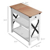 End Side Table with Charging Station, 2 USB Ports and 1 Outlet for Living Room, Bedroom, 11.75" x 23.5" x 24.5", White