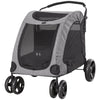 Large Dog Stroller Universal Wheel with Storage Basket Ventilated Foldable Oxford Fabric for Medium Size Dogs, Gray