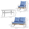 4-Piece Patio Furniture Set with Loveseat Sofa, Rocking Chairs, Coffee Table, Cushions, for Backyard, Lawn and Pool, Light Blue