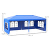 Large 10' x 20' Gazebo Canopy Party Tent with 4 Removable Window Side Walls, Wedding, Picnic Outdoor Events, Blue