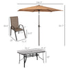 8 Pieces Patio Furniture Set with 9Ft Patio Umbrella, Outdoor Dining Table and Chairs, Light Mixed Brown