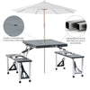 Portable Camping Table with 4 seat Foldable Camping Picnic Table Set with Umbrella Hole, 4-Seats Aluminum Fold Up Travel Picnic Table, Gray