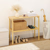 2-Tier Bamboo Shelf, Multifunctional Storage Shelf, Plant Flower Stand for the Bathroom, Kitchen, Living Room, Natural