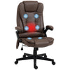 6 Point Vibrating Heated Massage Office Chair, Linen High Back Office Desk Chair, Reclining Backrest, Padded Armrests & Remote, Coffee