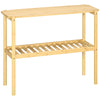 2-Tier Bamboo Shelf, Multifunctional Storage Shelf, Plant Flower Stand for the Bathroom, Kitchen, Living Room, Natural