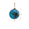 Floral Glass Hanging Ornaments, Set of 6 Decorative Balls for Holiday Decor, Blue