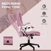 6 Point Vibrating Heated Massage Office Chair, Linen High Back Office Desk Chair, Reclining Backrest, Padded Armrests & Remote, Pink