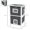 Outside Cat House Wooden Feral Cat House w/ Weatherproof Roof, Removable Floor, Escape Doors, for 1-2 Cats, Gray