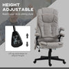 6 Point Vibrating Heated Massage Office Chair, Linen High Back Office Desk Chair, Reclining Backrest, Padded Armrests & Remote, Gray