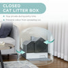 Hooded Cat Litter Box Furniture, Kitty Litter House with Particle Catching, Drawer Type Pan, Scoop, Front Entrance, Easy Cleaning, Grey