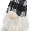 Fabric Gnome Decorations, 3-Piece Sitting Set with Gray Plaid Hats, Christmas Table Decor, White + Gray