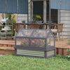 Raised Planter Boxes with Polycarbonate Greenhouse, Wooden Cold Frame Greenhouse, Raised Garden Bed, Gray