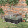 49.6" x 42.1" x 26.6" Galvanized Raised Garden Bed with Greenhouse, Flowers, Vegetables for Patio, Dark Gray