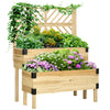 2 Tier Raised Garden Bed with Trellis, Wooden Elevated Planter Box with Legs and Metal Corners, for Vegetables, Flowers, Herbs, Natural