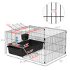 Small Animal Cage with Playpen, Pet Habitat Hutch Indoor for Guinea Pig, Bunnies with Water Bottle, Food Dish & Feeding Trough, 42" x 33" x 21"