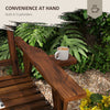 Wooden Outdoor Bench with Slatted Armrests and Back, Patio Bench for Lawn, Park, Deck, Carbonized