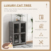 Cat Tree House with Scratching Post and Wheels, Gray