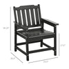 2 Pieces HDPE Outdoor Chair, Garden Chair Set with Armrests and Slatted Back for Patio, Lawn, Poolside, Black