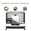 2-Tier Small Animal Cage, Rabbit Hutch with Wheels, Removable Tray, Platform and Ramp for Bunny, Chinchillas, Ferret, Hedgehog & Gerbils, Black