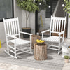 2 PCs Wooden Rocking Chair Set, Outdoor Rocker Chairs with Curved Armrests & High Back, for Garden, Balcony, Supports Up to 352 lbs, White