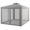 10' x 12' Patio Gazebo Outdoor Canopy Shelter with 2-Tier Roof and Netting, Steel Frame for Garden, Gray