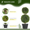 2 Pcs 23.5" Artificial Boxwood Ball Topiary Tree Set of 2 Fake Plants in Pot with Double Ball-Shaped Leaves Green