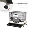 2-Tier Small Animal Cage, Rabbit Hutch with Wheels, Removable Tray, Platform and Ramp for Bunny, Chinchillas, Ferret, Hedgehog & Gerbils, Black