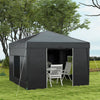 10'x10' Pop Up Canopy with 2 Mesh Windows, Reflective Top, Instant Shelter Gazebo with Adjustable Heights, Black