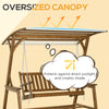 2 Seater Porch Swing with Stand and Canopy, Wooden Patio Furniture, Outdoor Swing Seat Loveseat