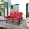 2-Person Outdoor Glider Chair, Patio Double Rocking Loveseat with Steel Frame and Cushions for Backyard, Garden and Porch, Red