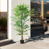 6ft Artificial Tree, Indoor Outdoor Fake Ficus with Pot, for Home Office Living Room Decor