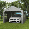 10' x 20' Carport, Heavy Duty Portable Garage, with 4 Mesh Windows and 2 Doors, Gray