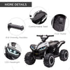 12V Kids ATV Quad Car with Forward & Backward Function, 4 Wheeler with Wheels, Music, Electric Ride-on ATV for Toddlers Ages 3+ Years Old, White