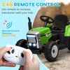 12V Ride on Tractor with Trailer, Kids Battery Powered Electric Tractor with Remote Control, 2 Motors, Music Sound, Horn & LED Lights, Green