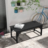 Slatted Wooden Garden Bench, Curved Seat Front Porch Bench, Black