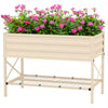 Galvanized Raised Garden Bed, Metal Planter Box with Legs, Storage Shelf and Bed Liner, Cream