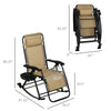 2 Pcs Outdoor Rocking Chairs Foldable Reclining Zero Gravity Lounge Rocker w/ Pillow Cup & Phone Holder, Beige