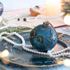 Floral Glass Hanging Ornaments, Set of 6 Decorative Balls for Holiday Decor, Blue