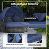 4-piece Outdoor Daybed with Canopy, Round Rattan Patio Furniture Set with Cushions, Pillows