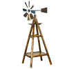 Windmill Weather Vane Wind Vane with Bottom Shelf, Steel Windmill Head, Stained Wood