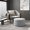 Round Ottoman Coffee Table with Velvet-feel Upholstery, Button Tufted Design and Padded Seat
