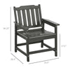 2 Pieces HDPE Outdoor Chair, Garden Chair Set with Armrests and Slatted Back for Patio, Lawn, Poolside, Gray