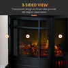 22" Free Standing Electric Fireplace with 3-Side Flame View, LED Flame, Adjustable Temperature & Overheat Protection, 1500W, Black