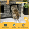 Rattan Cat Bed with Removable Divider, Double-Room Wicker Cat Bed for Indoor Cats, Pet Furniture for 2 Cats, Cushions, Outdoor Indoor Use, Gray