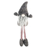 Fabric Christmas Gnomes Table Decor, 4-Piece Set with Plaid and Knit Hats, Festive Ornaments, Gray