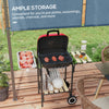 Portable BBQ Grill Charcoal Grill with Wheels Shelves Adjustable Vents for Picnic Camping Backyard Red